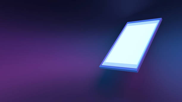 istock Back to School Concept with Empty Vertical Picture Frame On Vaporwave Blue and Purple Background 1411435247