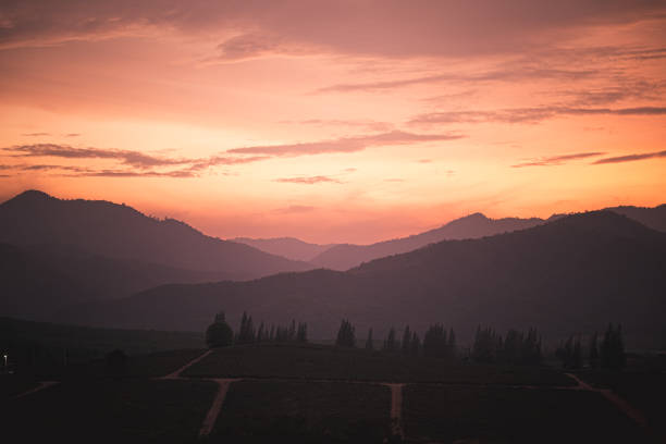 Mountain valley during sunrise natural summer landscape
