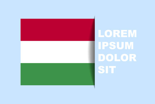 istock Half Hungary flag vector with copy space, country flag with shadow style, horizontal slide effect, Hungary icon design asset 1411439285