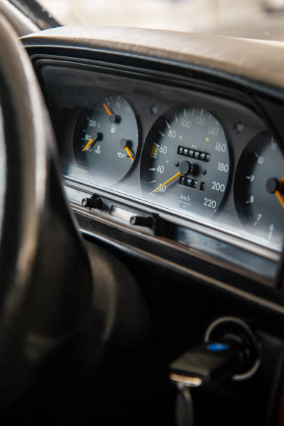 istock Speedometers of a classic car 1411439410