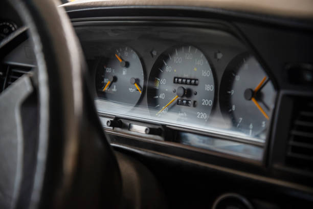 istock Speedometers of a classic car 1411439426