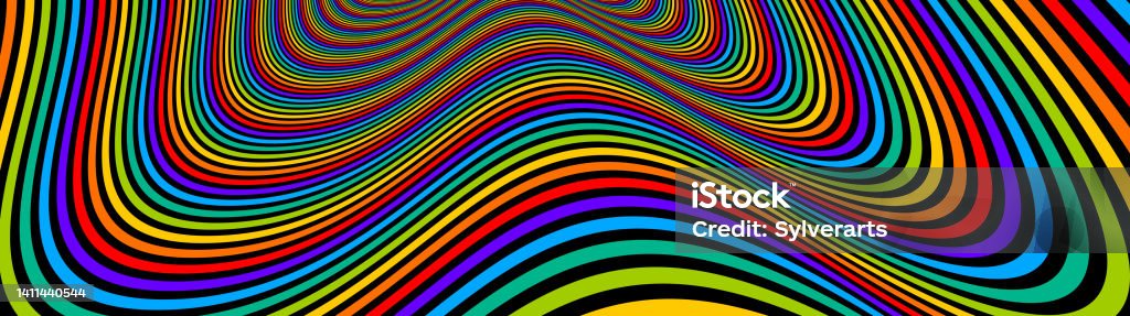 Hyper Insane Background Psychedelic Rainbow Colored Optical Illusion Lines Vector Insane Art ...