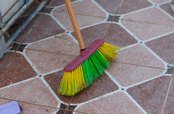 istock Cleaning broom, cleaning and housekeeping concept 1411442094