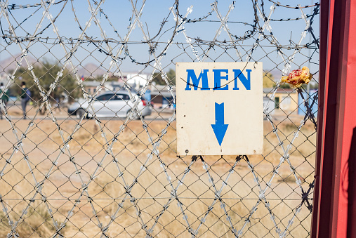 Public Restroom Sign at Katutura Township near Windhoek in Kunene Region, Namibia