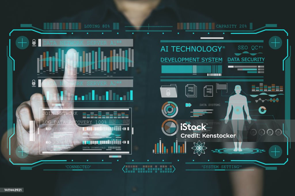 Computer Ai Screen Tech Ai Technology Concept People Touch Visual Screen With Ai Technology ...