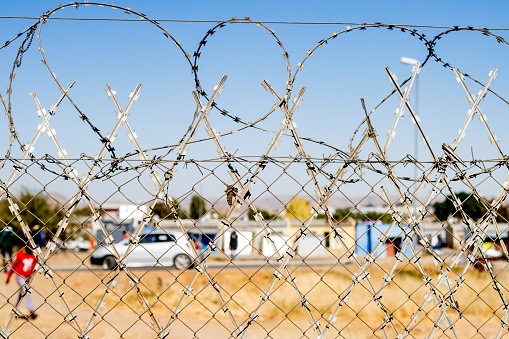 Barbed Wire at Katutura Township near Windhoek in Khomas Region, Namibia