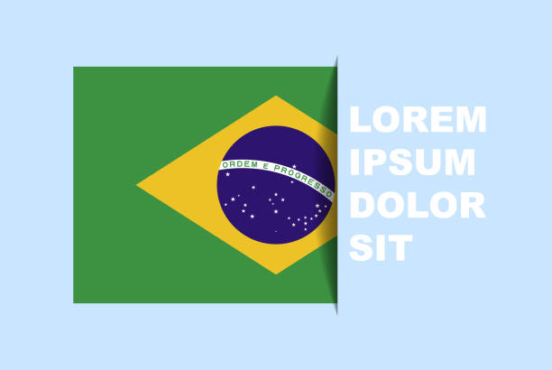 istock Half Brazil flag vector with copy space, country flag with shadow style, horizontal slide effect, Brazil icon design asset 1411444228