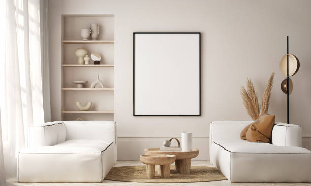istock mock up poster frame in modern interior background, living room, Home office, 3D render, 3D illustration 1411453456
