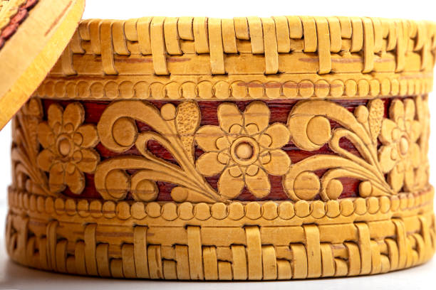 istock Casket from birch bark on a white background 1411454222