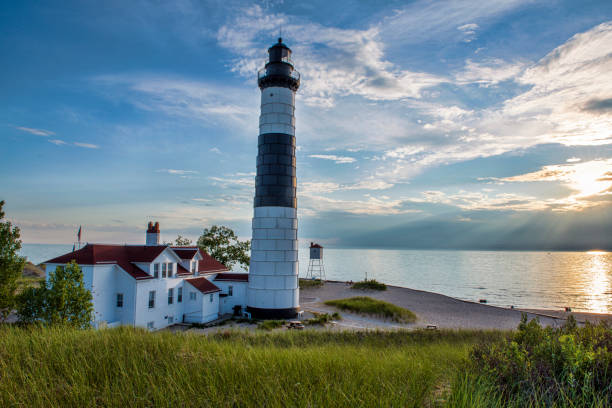 Big Sable Lighthouse on Lake Michigan in late afternoon