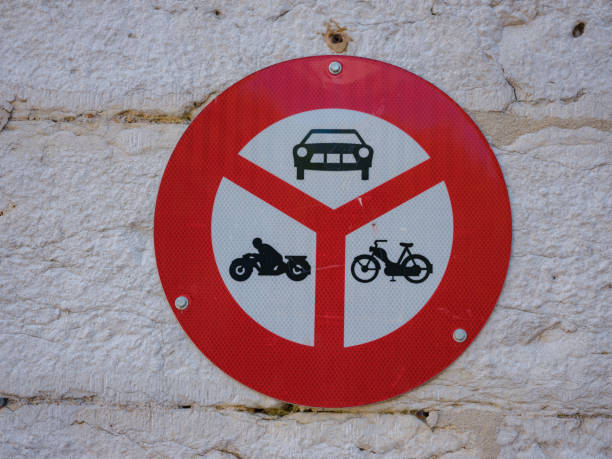 istock Road sign no entry of marked vehicles. 1411455401
