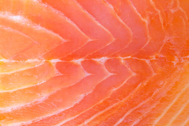 Smoked salmon,  close up. stock photo