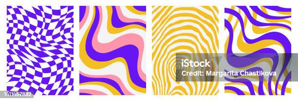 Distorted Abstract Patterns Set Of Colorful Abstract Backgrounds Patterns With Distorted Shapes ...