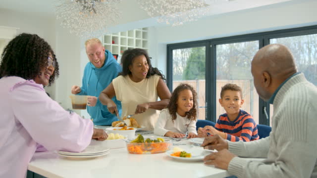 Multigenerational Family Preparing Food Together