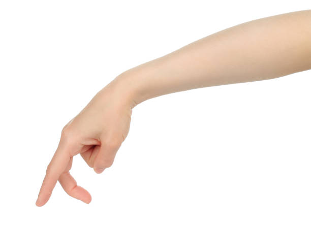 istock Woman hand shows finger walking, on white background 1411459440