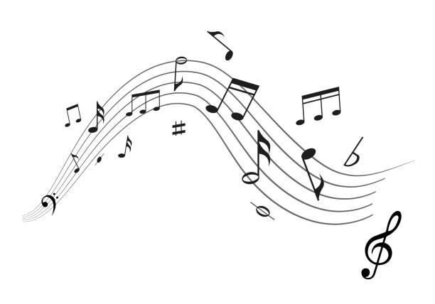 набор музыкальных нот. звукозаписывающие полосы. фортепианная мелодия. дизайн музыкальных волн. - musical staff musical note music musical symbol stock illustrations