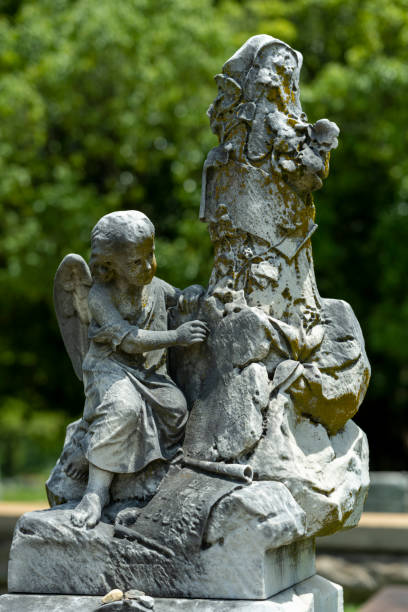 istock Tombstone in graveyard from the 1800s on a sunny summer day 1411468083