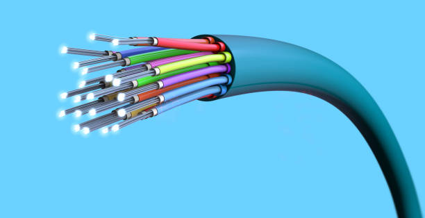 Optical light guide cable for fiber-optic communication - 3d illustration stock photo