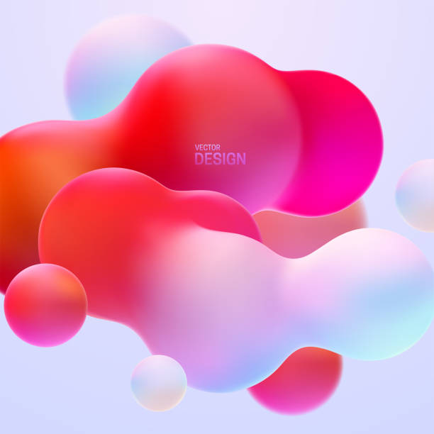 Gradient background of multicolored metaball shape Gradient background with multicolored metaball shapes. Morphing colorful blobs. Vector 3d illustration. Abstract 3d background. Liquid colors. Banner or sign design morphing stock illustrations