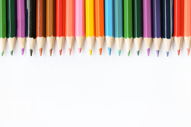 istock A set of colored pencils isolated on a white background in banner format. Place for text. 1411483872