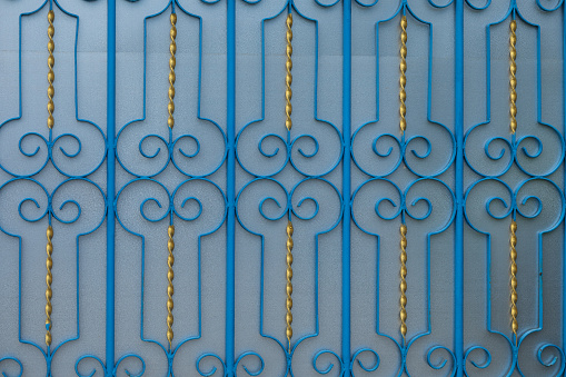Detail of blue ornated thai gate