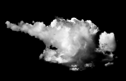 White Cloud Isolated on Black Background. Good for Atmosphere Creation. Graphic Design Resource