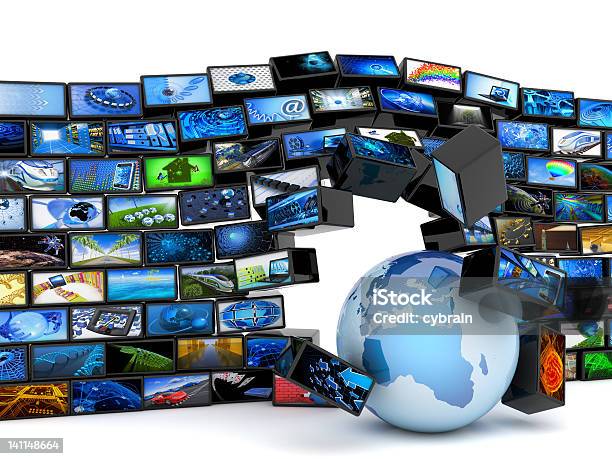 Globalna Koncepcja Telewizyjne - zdjęcia stockowe i więcej obrazów Działanie - Działanie, Telewizja interaktywna, Globus - Wyposażenie do nawigacji