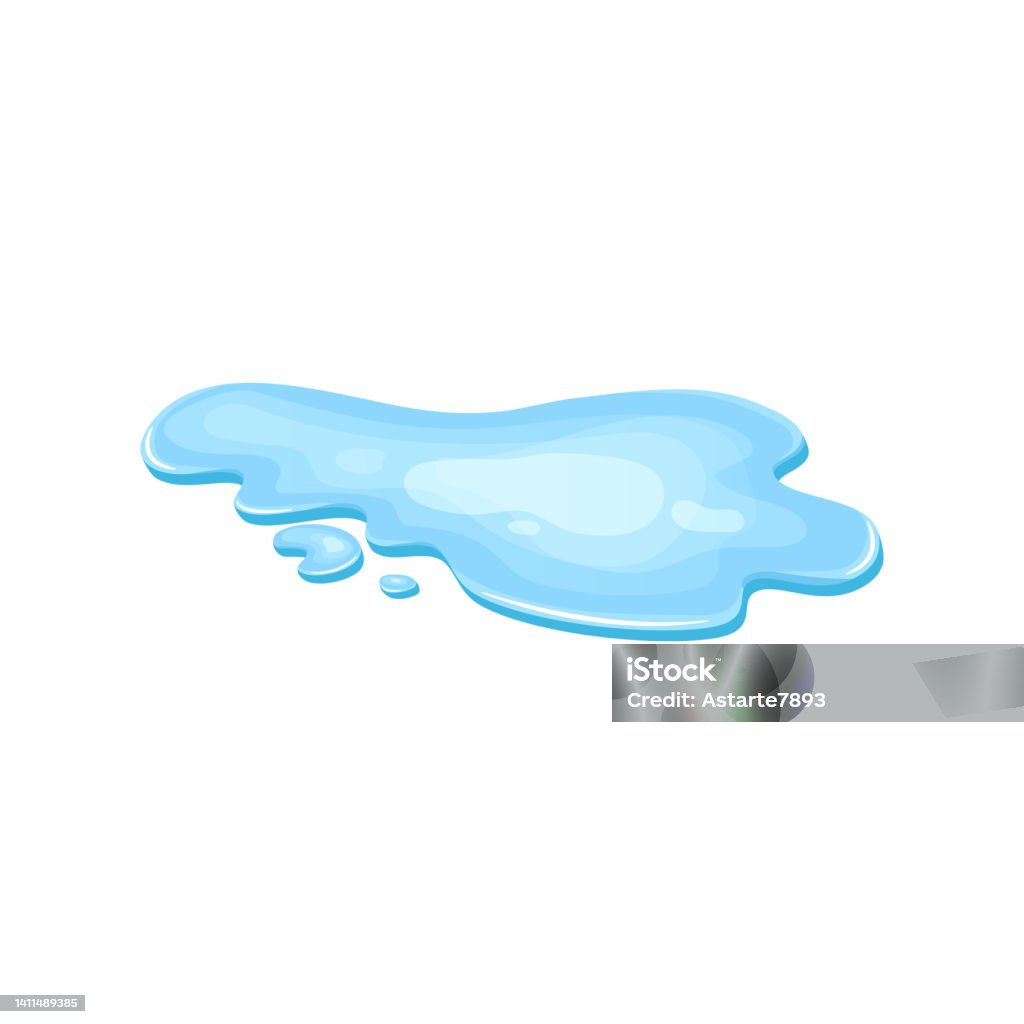 Puddle Drop In Water Puddle Liquid Cartoon Style Drop Isolated On White Background ...