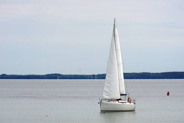 istock Sailboat swimming on a lake. 1411490575