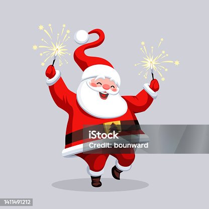 istock Happy Santa Claus With Sparklers 1411491212