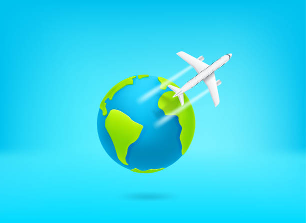 istock Season travel concept with aircraft and the Earth. 3d vector illustration 1411492838