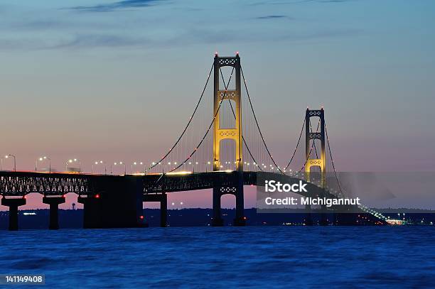 Mackinac Bridge Sunset Mackinaw City Michigan Usa Stock Photo - Download Image Now