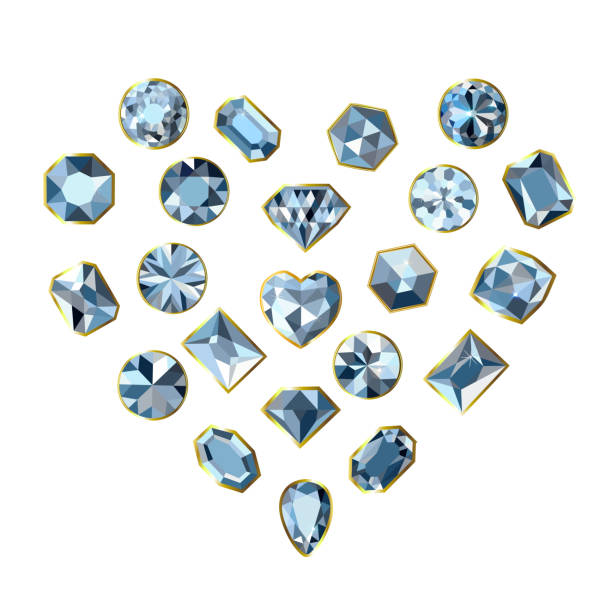 ilustraciones, imágenes clip art, dibujos animados e iconos de stock de cortes de piedras preciosas. diamantes de diferentes formas. joyas brillantes. - gem jewelry hexagon square