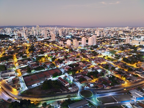 Aerial view at dusk in Cuiaba, Mato Grosso - Brazil