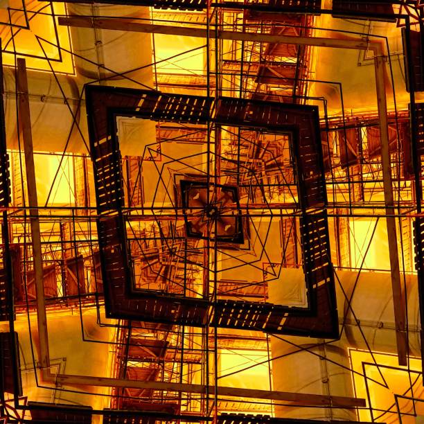 istock Scaffolding illumination on the wall 1411504254