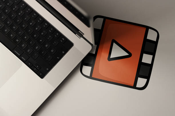 Laptop with video player icon