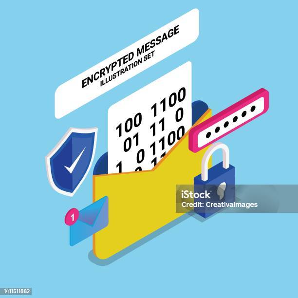 Email Encryption Graphics Encrypted Email Message Isometric 3d Stock Illustration - Download ...