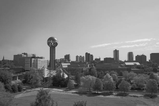 Knoxville Tennessee Downtown Skyline in Black and White stock photo