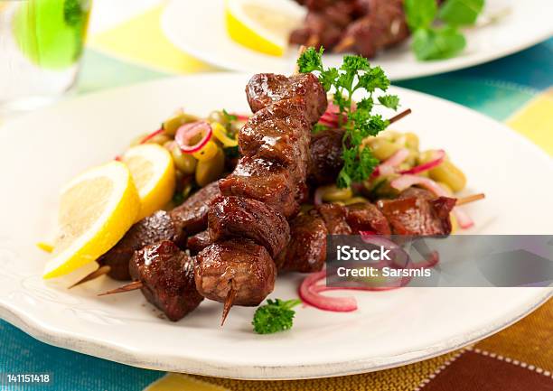 Lamb Kebabs Stock Photo - Download Image Now - Kebab, Grilled, Lemon - Fruit