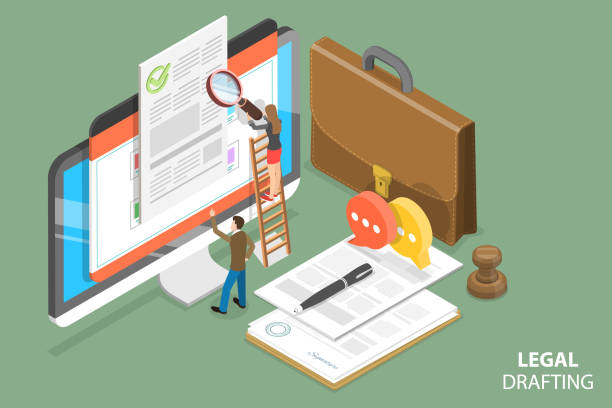 ilustraciones, imágenes clip art, dibujos animados e iconos de stock de 3d isometric flat vector conceptual illustration of legal drafting - drafting