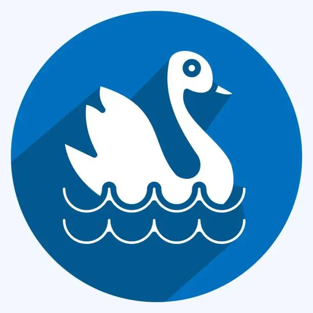 Vector illustration of Icon Swan. suitable for education symbol. long shadow style. simple design editable. design template vector. simple illustration