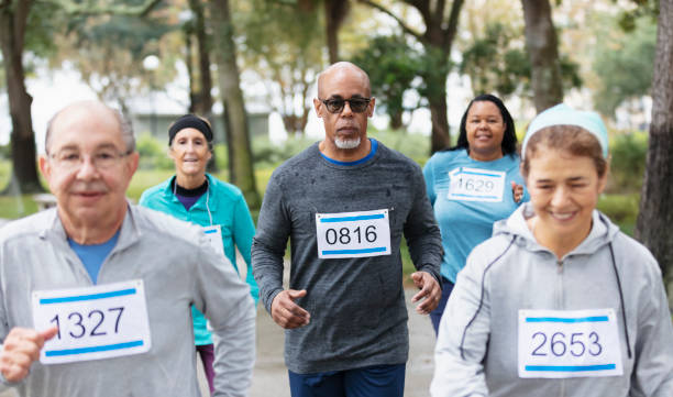istock Senior African-American man running in a race 1411533087