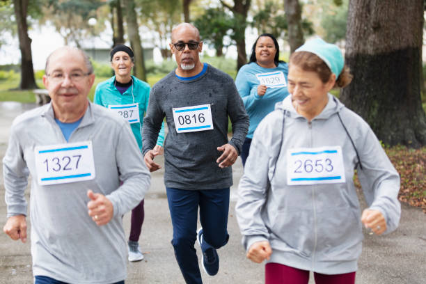 istock Senior African-American man running in a race 1411533099