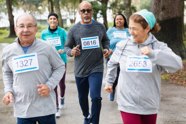 istock Senior African-American man running in a race 1411533100