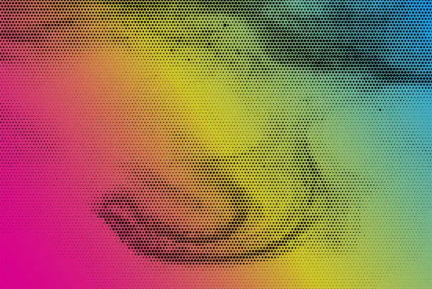 Vector illustration of abstract colors flowing halftone pattern background,Warm Meets Cool concept patter