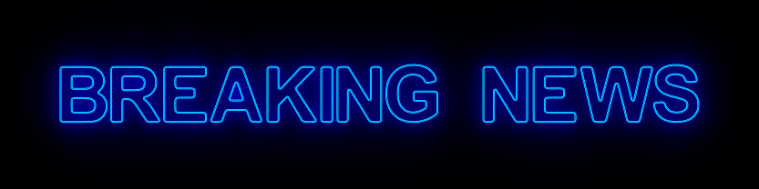 neon breaking news on dark background. 3D illustration