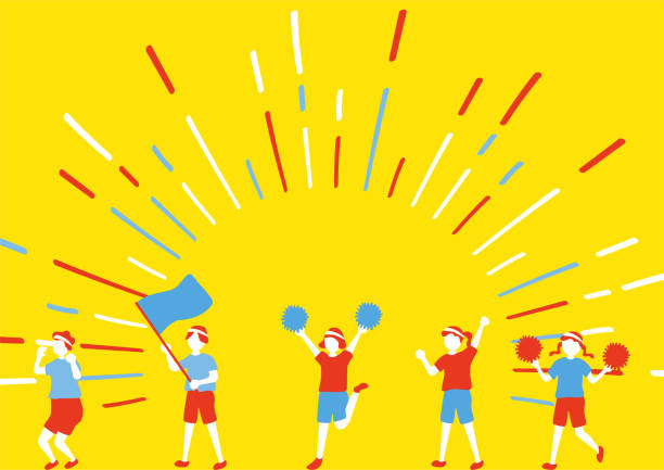 illustration of children cheer team illustration of children cheer team sports Day stock illustrations