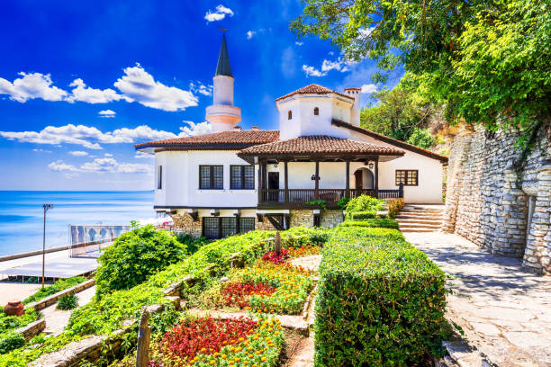Balchik, Bulgaria - July 2022. Balchik Palace, Bulgarian Black Sea coastline, Southern Dobruja