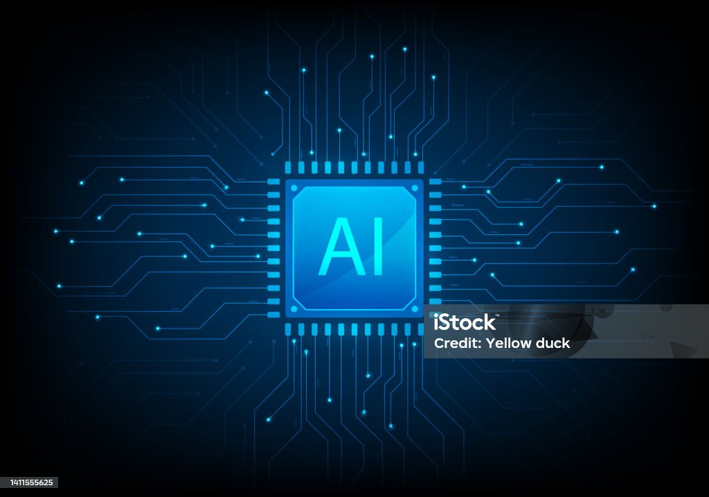 Ai Cpu Digital Technology On Blue Background Artificial Intelligence ...
