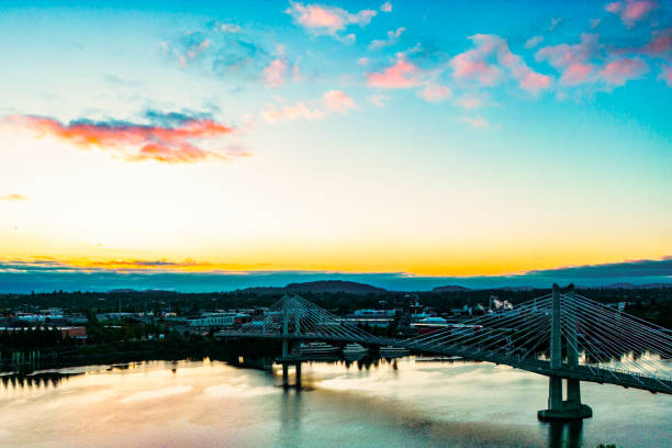 Aerial Portland Downtown, Oregon, United States